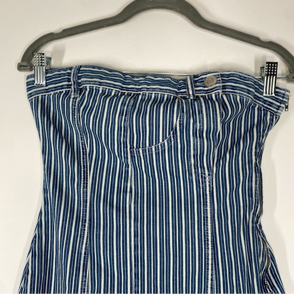 ZARA Strapless Striped Denim Dress. Size S - Picture 3 of 14